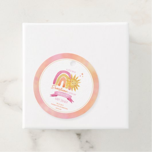 Een kleine Ray van Sunshine Girl Baby shower Bedankjes Labels (In situ)