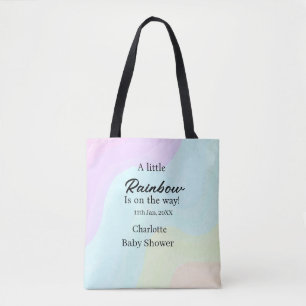 Een kleine regenboog is op komst baby shower naam draagtas