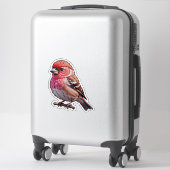 Een kleine rode vogel sticker (Koffer)