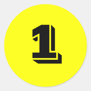 Een kleine ronde geel nummer Stickers van Janz