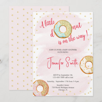 Een kleine roze gouden donut Baby shower uitnodigi Kaart