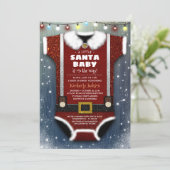 Een kleine Santa Baby is op de weg Boy Baby shower Kaart (Staand voorkant)