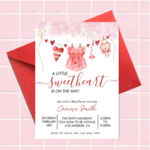 Een kleine schat rode babyshower uitnodiging