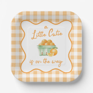 Een kleine schattige oranje baby shower papieren bordje