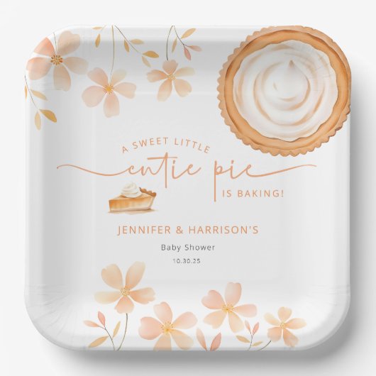 Een kleine schattige taart bakt | Baby Shower Papieren Bordje (Voorkant)