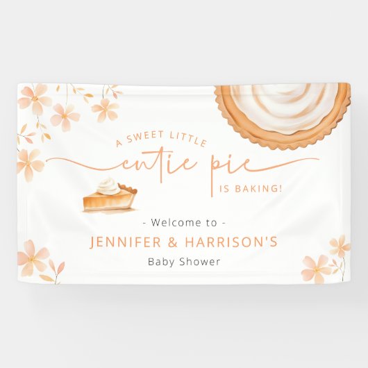 Een kleine schattige taart bakt | Baby Shower Spandoek (Horizontaal)