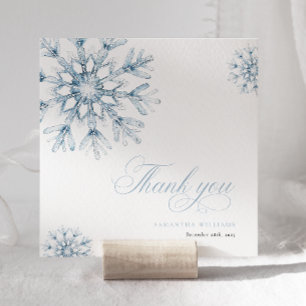 Een Kleine Sneeuwvlok Blauwe Baby Shower Bedankkaa Bedankkaart