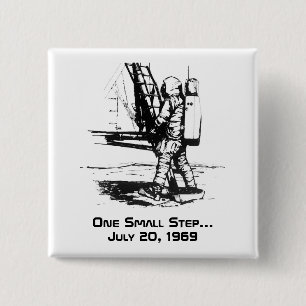 Eén kleine stapje Apollo 11-bewegend landing Vierkante Button 5,1 Cm