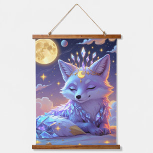 Een kleine Star Whisper Moonlit Fox die vredig sla Hangend Wandkleed