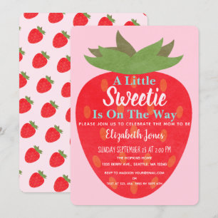 Een kleine Sweetie Strawberry Baby shower Uitnodig Kaart