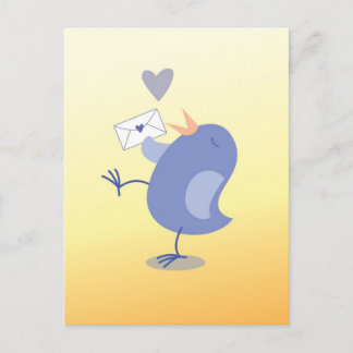 Een kleine tweeter Bird met een brief. Briefkaart