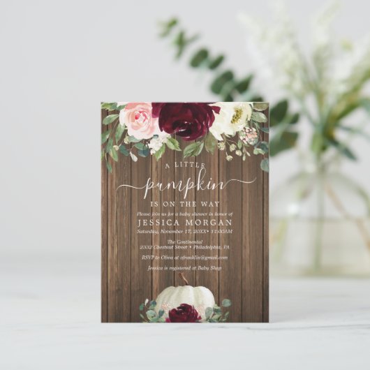 Een kleine uitnodiging voor een Baby shower met po (Staand voorkant)