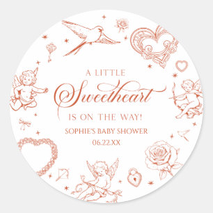 Een kleine Valentijnsdag baby shower Ronde Sticker