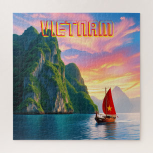 Een kleine Vietnamees in Ha Long Bay Vietnam Legpuzzel