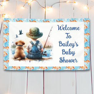 Een kleine visser Baby shower van Schattigee jon Spandoek