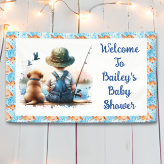 Een kleine visser | Baby shower van Schattigee jon Spandoek