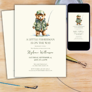 Een kleine visser is op komst Beer Baby Shower Kaart