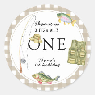 Een kleine visser verjaardagsfeestje ronde sticker