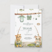 Een kleine visser voelt zich in blijdschap Baby sh Bedankkaart (Voorkant)