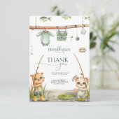 Een kleine visser voelt zich in blijdschap Baby sh Bedankkaart (Staand voorkant)