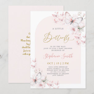 Een kleine vlinder Baby shower meisje uitnodiging
