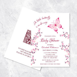 Een kleine vlinder Baby shower register QR-code Kaart