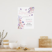 Een kleine vlinder Bloemen Baby shower Welkomstbor Poster (Keuken)