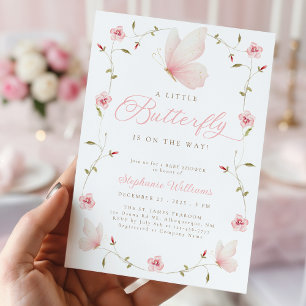 Een Kleine Vlinder Bloementuin Baby Shower Kaart