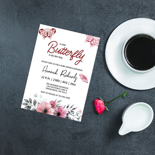 Een kleine vlinder is onderweg Baby shower Kaart