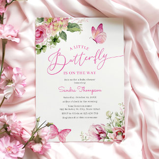 Een kleine vlinder is onderweg Baby shower Kaart