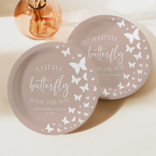 Een kleine vlinder is onderweg Baby shower Papieren Bordje