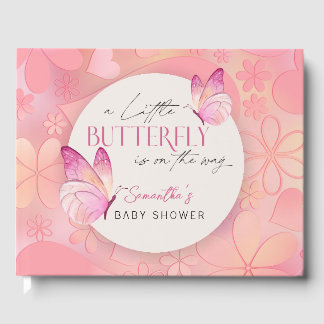Een kleine vlinder is op de weg Baby shower Gastenboek