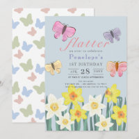 Een kleine vlinder narcis meisje 1e verjaardag