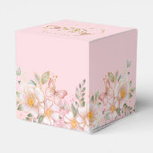 Een kleine vlinder | Roze Bloemen Meisje Baby show Bedankdoosjes (Achterkant)