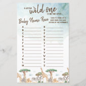 Een kleine Wilde Baby noem Race Baby shower Game (Voorkant)