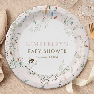 Een kleine wilde bloem baby shower papieren bordje