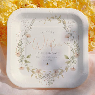 Een Kleine Wilde Bloem Boho Meisje Baby Shower Papieren Bordje