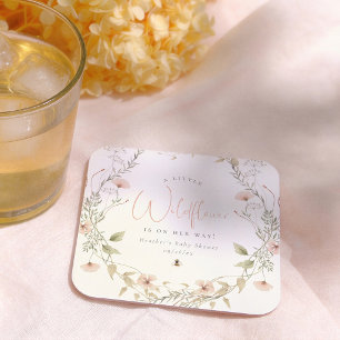 Een Kleine Wilde Bloem Boho Meisje Baby Shower Vierkante Kartonnen Onderzetter