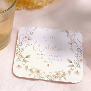 Een Kleine Wilde Bloem Boho Meisje Baby Shower Vierkante Kartonnen Onderzetter