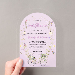 Een Kleine Wilde Bloem Lente Baby Shower Acryl Uitnodigingen