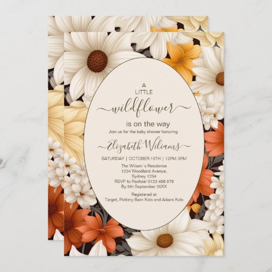 Een Kleine Wilde Bloem Meisje Baby Shower Kaart (Voorkant / Achterkant)