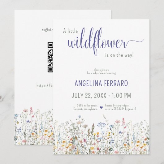 Een Kleine Wilde Bloem Natuur Baby Shower Kaart (Voorkant / Achterkant)