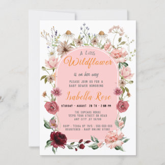 Een Kleine Wilde Bloem Roze Meisje Baby Shower Kaart