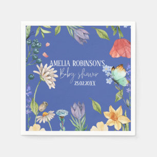 Een Kleine Wilde Bloemen Meisje Baby Shower Zwart Servet