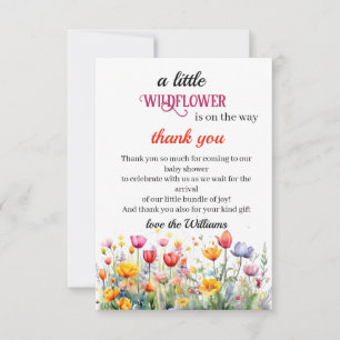 Een kleine wildflower baby meisje douche bedankkaart