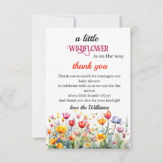 Een kleine wildflower baby meisje douche bedankkaart