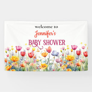 Een kleine wildflower baby meisje douche spandoek