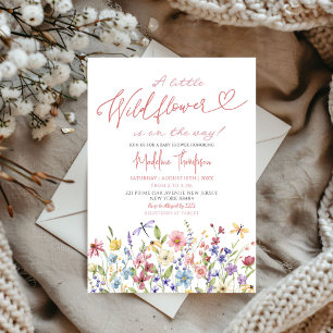 Een kleine Wildflower is op de Weg Baby shower Kaart