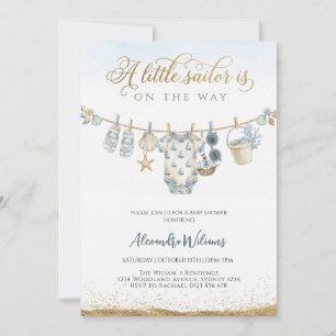 Een kleine zeiler is op komst jongens baby shower kaart