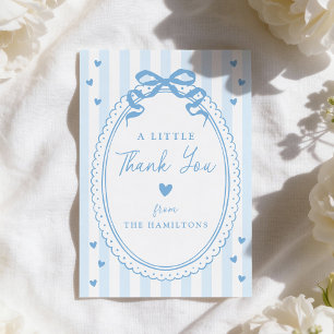 Een kleine zoete strik baby shower bedankkaart
